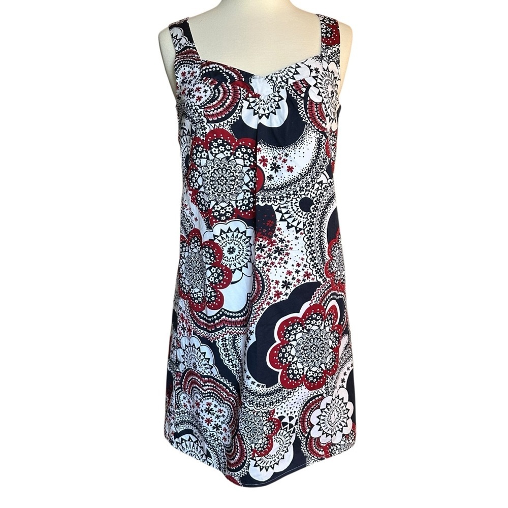 Anne Taylor LOFT | Women's Red & White Floral Print Midi Dress Size 4 Petite